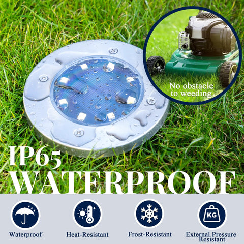 IP65 waterproof 12 Pack Solar Ground Lights Outdoor Waterproof 8 LED Landscape Pathway Lighting for Garden Yard Patio