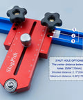 Extended Thin Rip Jig Table Saw Fence Guide For Dead On Repeat Narrow Strip Cuts Heavy Duty Aluminum showing adjustable measurements and nut holes.