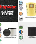 Badass 16 Gallon Wet Dry Utility Vacuum Featuring A Gutsy 6.5 Peak Horsepower Motor Tough As Nails Build And Extended Hose For No Sweat Garage Shop Cleanup filters; includes disposable filter bag and reusable cartridge filter.