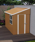 Heavy Duty Metal Tool Shed With Windows Lockable Door And Ventilation Weatherproof Outdoor Storage For Backyard And Lawn Gear 8 By 4 Feet Durable Brown Finish Built To Last For Tool Organization And Patio Equipment