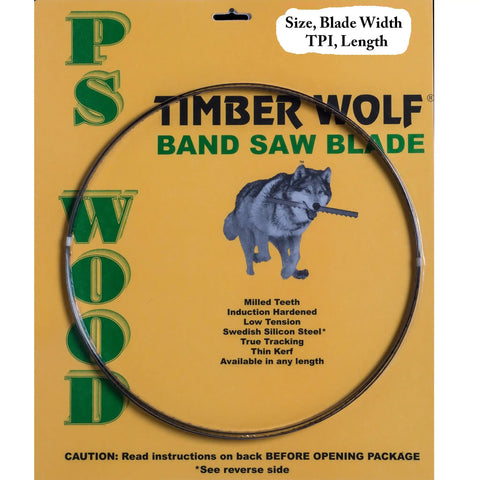 Top Shelf Woodshop Essential Seventy By One Half Inch Four Tpi Band Saw Blade For Smooth Resawing And Precise Hardwood Cutting With A Slick Finish That Absolutely Crushes Any Project on a yellow package.