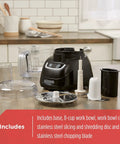 8 Cup Food Processor With Pusher And Food Chute, Big Work Bowl For Easy Slicing And Shredding, Dishwasher Safe Removable Parts