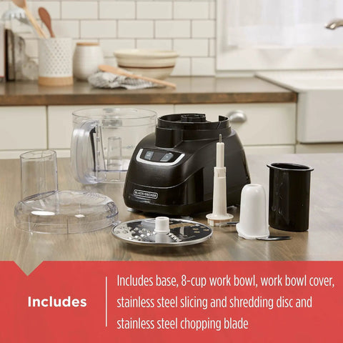 8 Cup Food Processor With Pusher And Food Chute, Big Work Bowl For Easy Slicing And Shredding, Dishwasher Safe Removable Parts