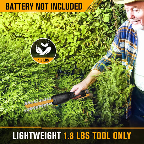 Person trimming hedge with Cordless Hedge Trimmer Compatible With DeWalt 20V Max Battery No Battery Included Tool Only