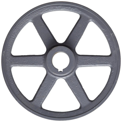 Bored-To-Size V Belt Sheave For A Belt Section One Groove Five Eighths Inch Bore Cast Iron 2.75 Inch OD 9100 RPM Max Beefy Heavy-Duty Drive Pulley For Industrial Belts, front view