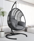 Cozy Hanging Egg Chair With Stand For Indoor And Outdoor Living, Perfect Patio Or Balcony Chill Spot in a modern room