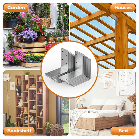 Eight 3x3 Inch L Brackets Straight Up Heavy Duty Galvanized Corner Braces With Recessed Holes For Wood Beams Floating Shelves Furniture Bed Frame Built Like A Tank Daily Use on a display.