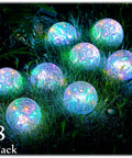 8 pack solar globe lights outdoor waterproof LED cracked glass orbs illuminating garden with warm white glow
