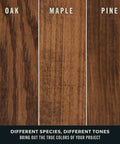 Super Dark Walnut Oil Based Wood Stain For Interior Fixes Like Furniture Cabinets Doors Trim And Paneling swatches of Oak, Maple, Pine