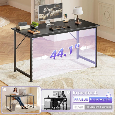 47 By 20 Inch Office Desk With Built In Power Outlets And USB C Port For Home Office And Gaming Metal Frame In Black Finish
