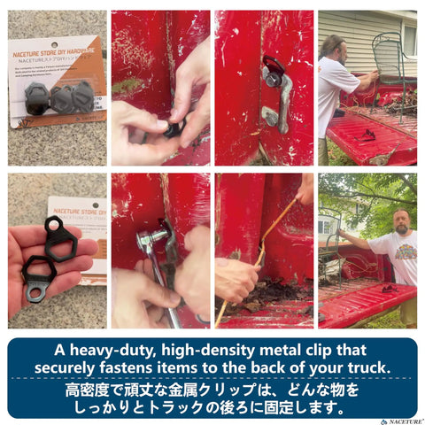 Heavy Duty Stainless Steel Motorcycle Tie Down Hooks Set Of Ten Rugged Security Anchors For Secure Bike Transport showcased in use.
