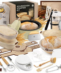 Starter Kit With Dutch Oven And Scale For Bread, Complete Set With Proofing Baskets, 34oz Jar, Slings, and bread making tools