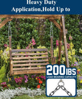 Garden swing chair demonstrating Four Pack Quarter Inch Eye Bolts Three Inch Long Heavy Duty Stainless Steel With Bonus Drill Bit Included, Working Load Limit Two Hundred Pounds.