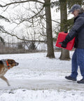 Person carrying Portable 12 Gallon Marine Gas Can With Built In Fuel Gauge And Pick Up Cap 2 Way Vented Cap Reliable Winter Use