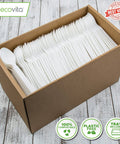 100% Compostable Large Disposable Spoons, 6.5 Inch Bulk Pack, Eco Friendly, Ultra Durable and Heat Resistant Cutlery Alternative With Tray for Parties, Catering, and Everyday Use in box