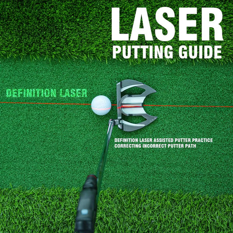 Indoor Golf Putting Trainer For Alignment Mastery Red Line Putt Pro Practice Aid with laser guide on green mat