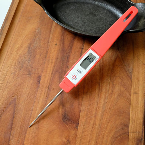 Ultra Quick Digital Kitchen Thermometer For Cooking And Grilling With A 4.5 Inch Compact Probe Splash Resistant Ideal For Meat Candy Candles Liquids Oil With Hold Function And CF Toggle