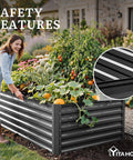 Heavy Duty Galvanized Raised Garden Bed Kit 8x4x2 Ft Large Metal Planter Box With Gloves And Safety Rubber And Support Rod