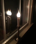 Silicone Dipped 7W Incandescent Candle Lamp Bulb on metal candlestick by window, Country Style Electric Chandelier Lights