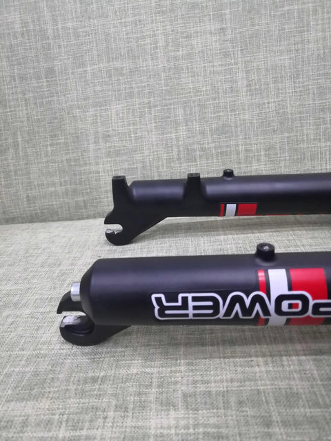 Close-up of fork ends on Beefy Fat Tire Electric Bike Front Suspension Fork For 20 Inch 4.0 Wide Tires, 9mm QR.