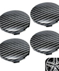 Premium Snap On Wheel Hub Center Caps For Universal Fit, Carbon Fiber Black Look, set of 4, durable ABS with gloss finish.