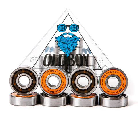 Set of 8 Chrome Steel Bearings 8x22x7mm for Skateboards and Longboards with display stand