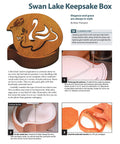 Swan Lake Keepsake Box made of genuine mahogany, featuring an elegant swan design, illustrated woodworking instructions.