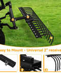 Beast Of A Tow Behind Landscape Rake For ATV And UTV 48 Inch Wide With 2 Inch Receiver 17 Heavy Duty Spring Steel Tines Lawn Dethatcher Attachment
