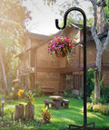Heavy Duty 48 Inch Shepherd Hook Garden Pole For Outdoor Use That Holds Bird Feeders Planters Lanterns Solar Lights Wind Chimes Birdbaths And Yard Decor With A Five Prongs Base One Pack Easy Assembly Weather Resistant in garden setting