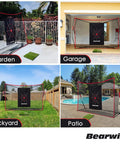 Golf Practice Net Set 10x7ft Heavy Duty Net With Mat Target Cloth 6 Balls 8 Tees Rubber Tee And Carry Bag installed in backyard, garden, garage, and patio.