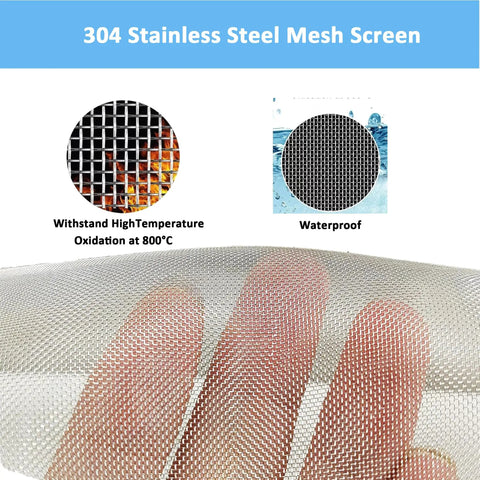Close-up of 20 Mesh Stainless Steel Window And Door Mesh Screen Roll 15.7x47.2 inches showing mesh detail and flame resistance.