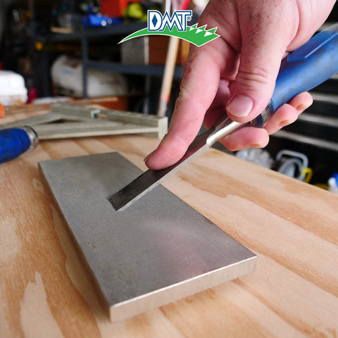 Dia Sharp Diamond Knife Sharpener For Home Chefs Extra Extra Fine Diamond Sharpening Stone Eight Inch Beige in use