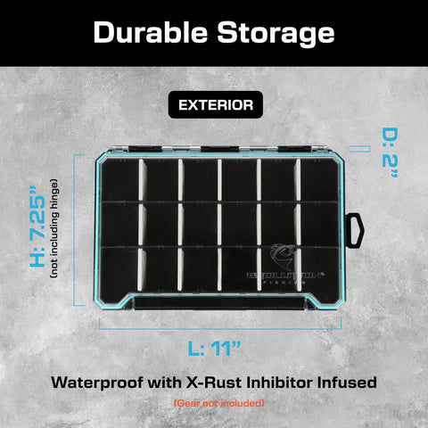 BallistiX 3.6 Tackle Tray Waterproof Lure Box With Clear Lid And Rust Inhibitor Built Tough Anti Corrosion, size labeled