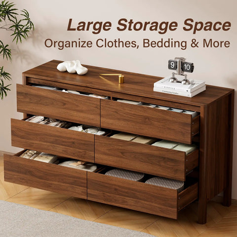 Totally Clutch Modern Dresser For Bedroom Featuring Spacious Walnut Drawers And Sleek Contemporary Design That Honestly Serves As A Big Time Room Upgrade with open drawers and storage.