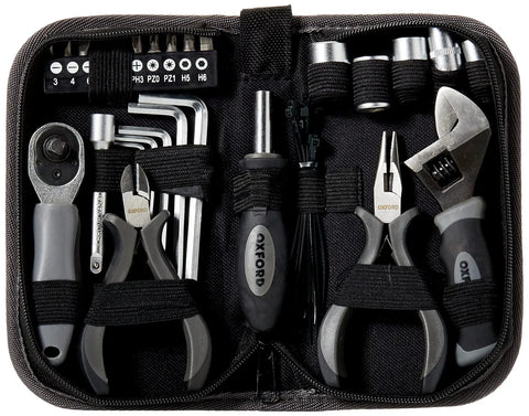 Pro 27 Piece Tool Kit Set With Ergonomic Soft Gel Handles, Chrome Vanadium Sockets, Extension Bar, Hex Keys, and Mini Spanner