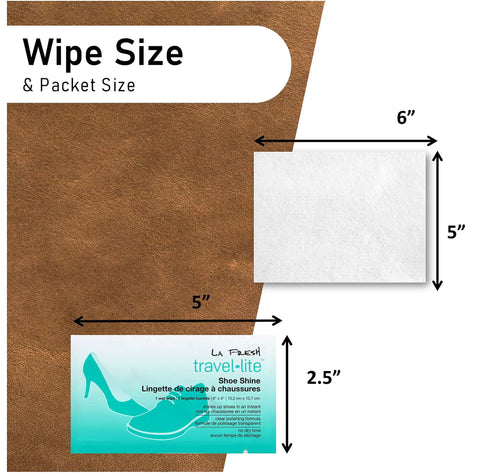 Travel Lite Pre Moistened Shoe Shine Wipes Pack Of 50 Individually Wrapped Streak Free Leather Cleaning Wipes size comparison