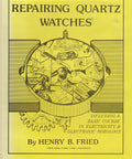 Cover of Repairing Quartz Watches book with schematic images and yellow background