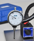 Heavy-Duty Flex Arm Base And Precision Indicator Combo With 85 Lb Hold 1 Inch Travel Two And One Quarter Inch Dial 0.001 Inch Reading 0-100 Revolution Counter For Rock-Solid Positioning In Any Angle, dial indicator on magnetic base