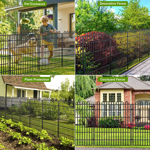 Easy Up No Dig Decorative Garden Fence Panels with Gate for Yard 24 Inch High by 20 Feet Long Metal Portable Animal Barrier