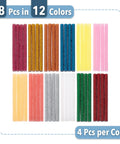 Glitter Hot Glue Sticks 4 By 0.27 Inch Mini Colored 48 Pack For Hot Glue Gun Assorted Colors Non Toxic Food Grade EVA Quick Drying Strong Bond Safe For Bible Scrapbooking And DIY Projects in 12 colors, 4 sticks per color