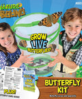 Kids holding Butterfly Growing Kit For Kids Hands On Live Caterpillars To Butterflies Project With Green Pop Up Enclosure