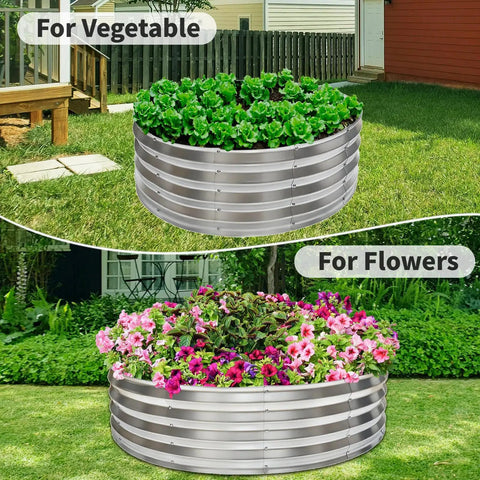 60 Inch Round Fire Pit Ring Built From Heavy Duty Galvanized Steel For Outdoor Bonfires And Backyard Gatherings Rust Resistant Sturdy Fire Ring Easy To Install Also Great As A Raised Garden Bed Or Burn Barrel For Camping used as garden beds for vegetables and flowers