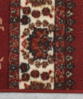Close-up of Non Slip Stair Treads Set Of 13 Oriental Peel And Stick Alfombras In Bold Red, 8x30 inches, polypropylene material