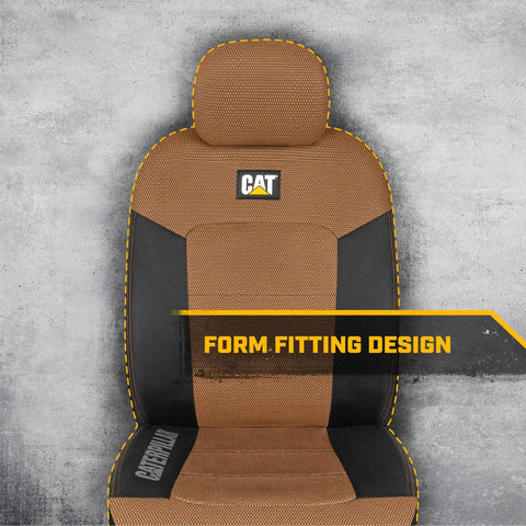 MeshFlex Automotive Seat Covers For Cars Trucks And SUVs Beige Front Seat Covers with Durable Mesh Back, form-fitting design.