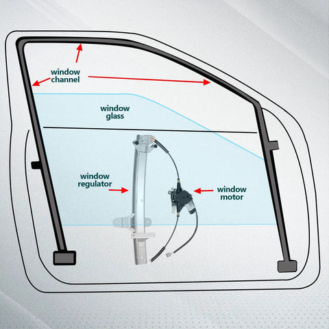 Diagram of Rear Left Power Window Regulator With Motor For Ford Crown Victoria And Mercury Grand Marquis 1992 To 2011 And Mercury Marauder 2003 To 2004 Replacement Fits 1W7Z5423395AA 6W7Z5427009AA 741679 Easy Install Durable Build