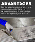 Person applying Pro-Grade Two-Component Reactive Adhesive For Ceramic, Mosaic And Stone Tiles to a floor.