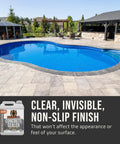 Concrete Sealer One Gallon Covers Up To Four Hundred Square Feet Deep Penetrating Silane Siloxane Formula For Driveways And Patios applied on around a pool with non-slip finish.