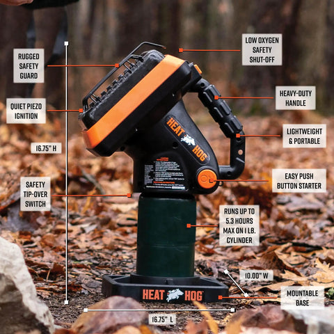 Go-To Portable Propane Radiant Space Heater 4,000 BTU Heats Up To 100 Sq Ft Indoor Outdoor Use in outdoor setting