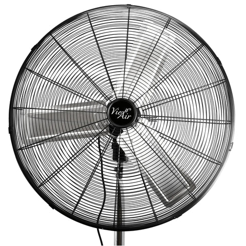 Front view of 30 Inch Industrial Heavy Duty Pedestal Oscillating Metal Stand Fan with All Metal Construction and High Velocity Airflow