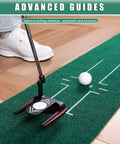 Indoor Golf Putting Green Mat For Home Practice With Hazard Bunker And Water Challenge, Premium Non Slip Surface shown in use